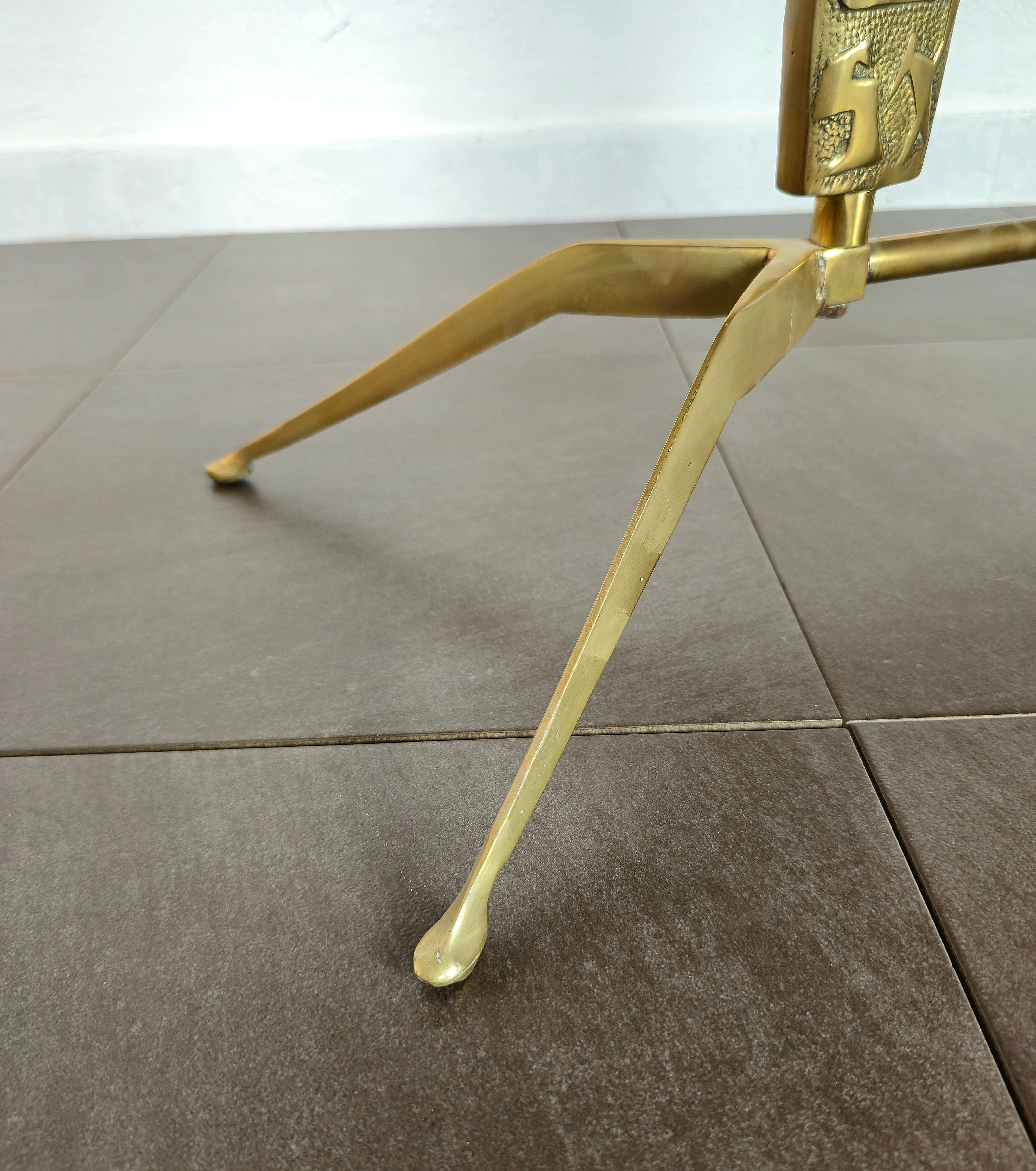 Coffee Cocktail Table Brass Marble Midcentury Modern Italian Design 1950s For Sale 3