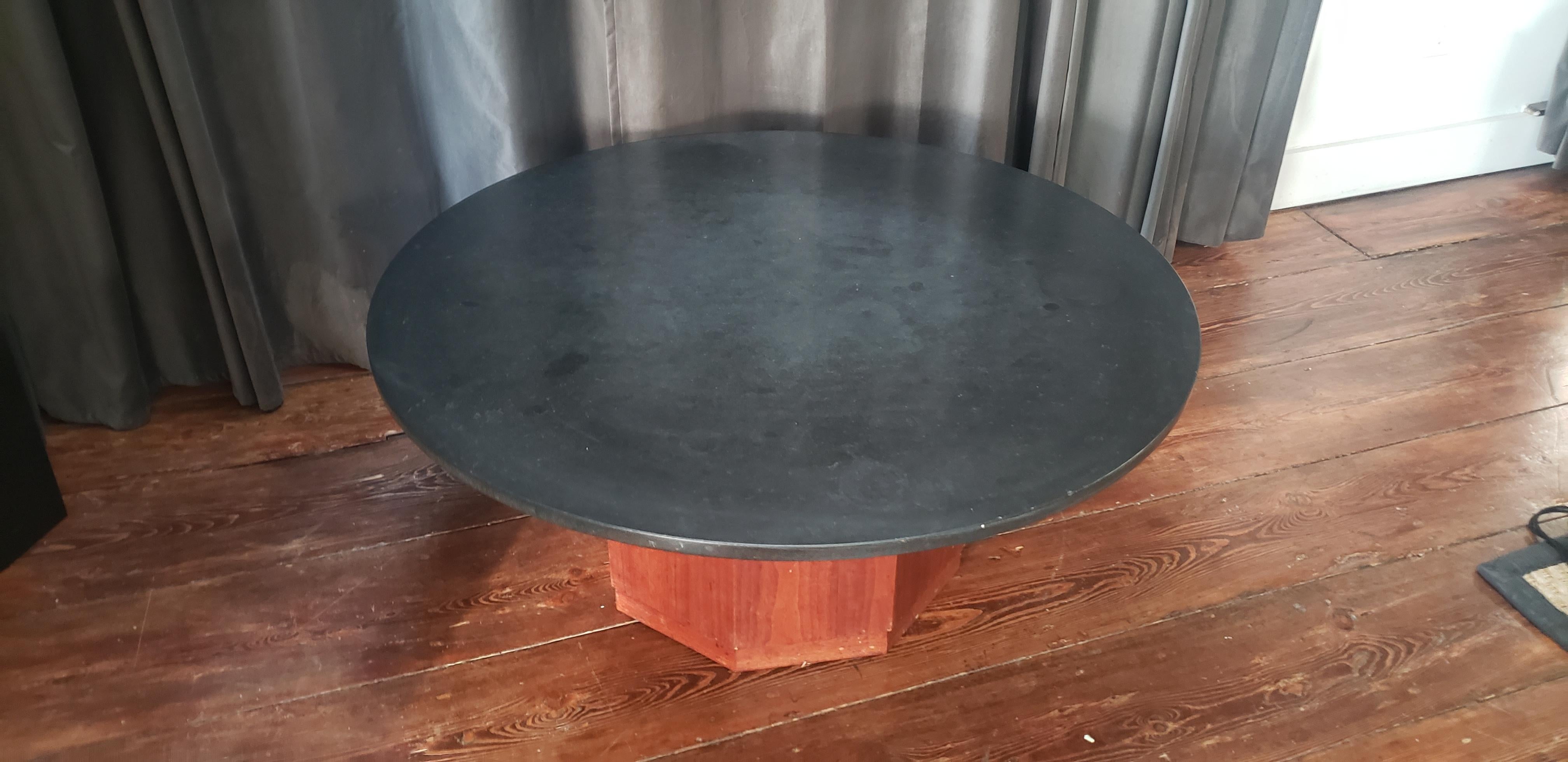 Coffee - Cocktail Table by Fred Kemp In Soapstone and Walnut For Sale 3