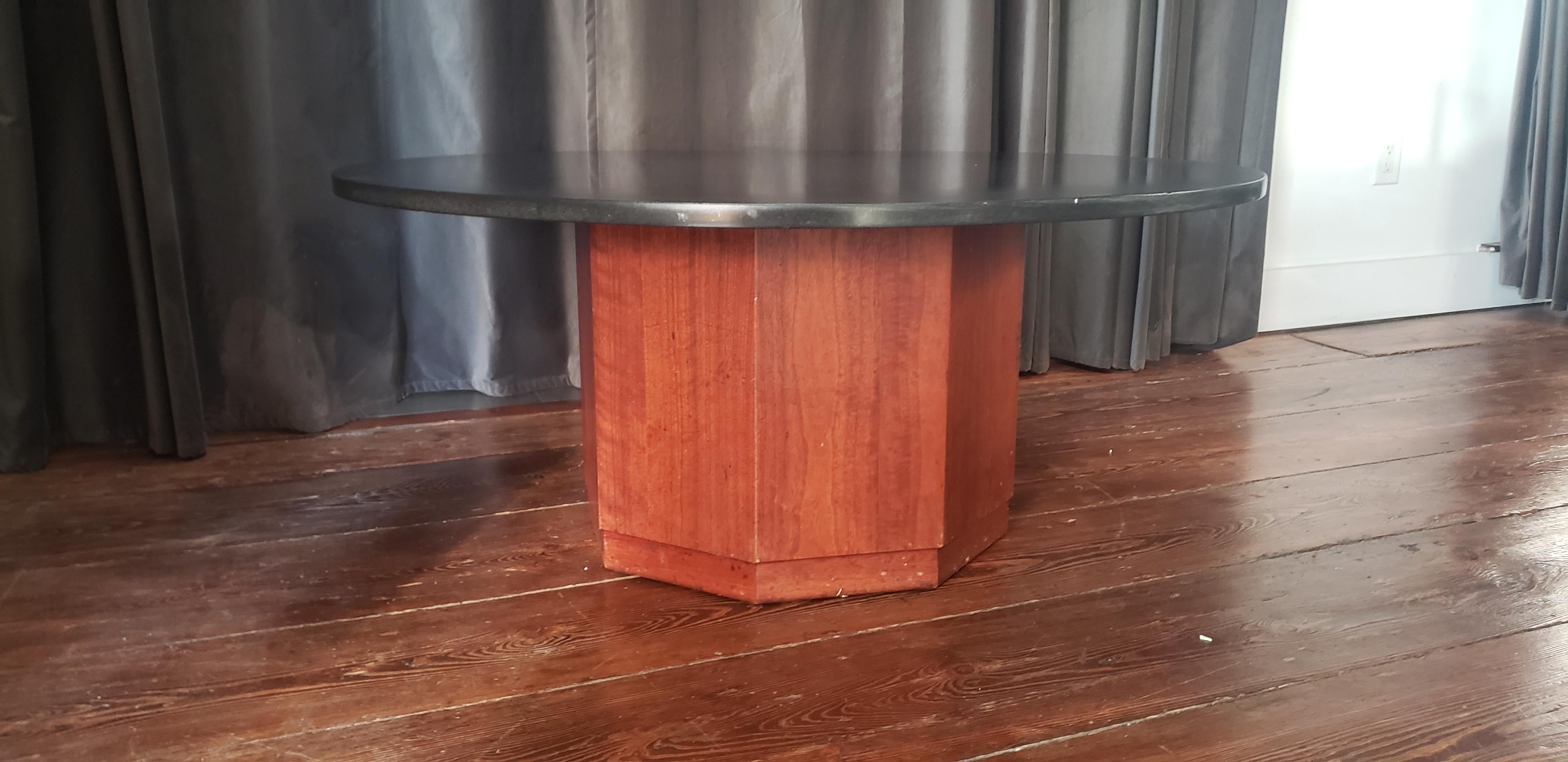 Slate Coffee - Cocktail Table by Fred Kemp In Soapstone and Walnut For Sale