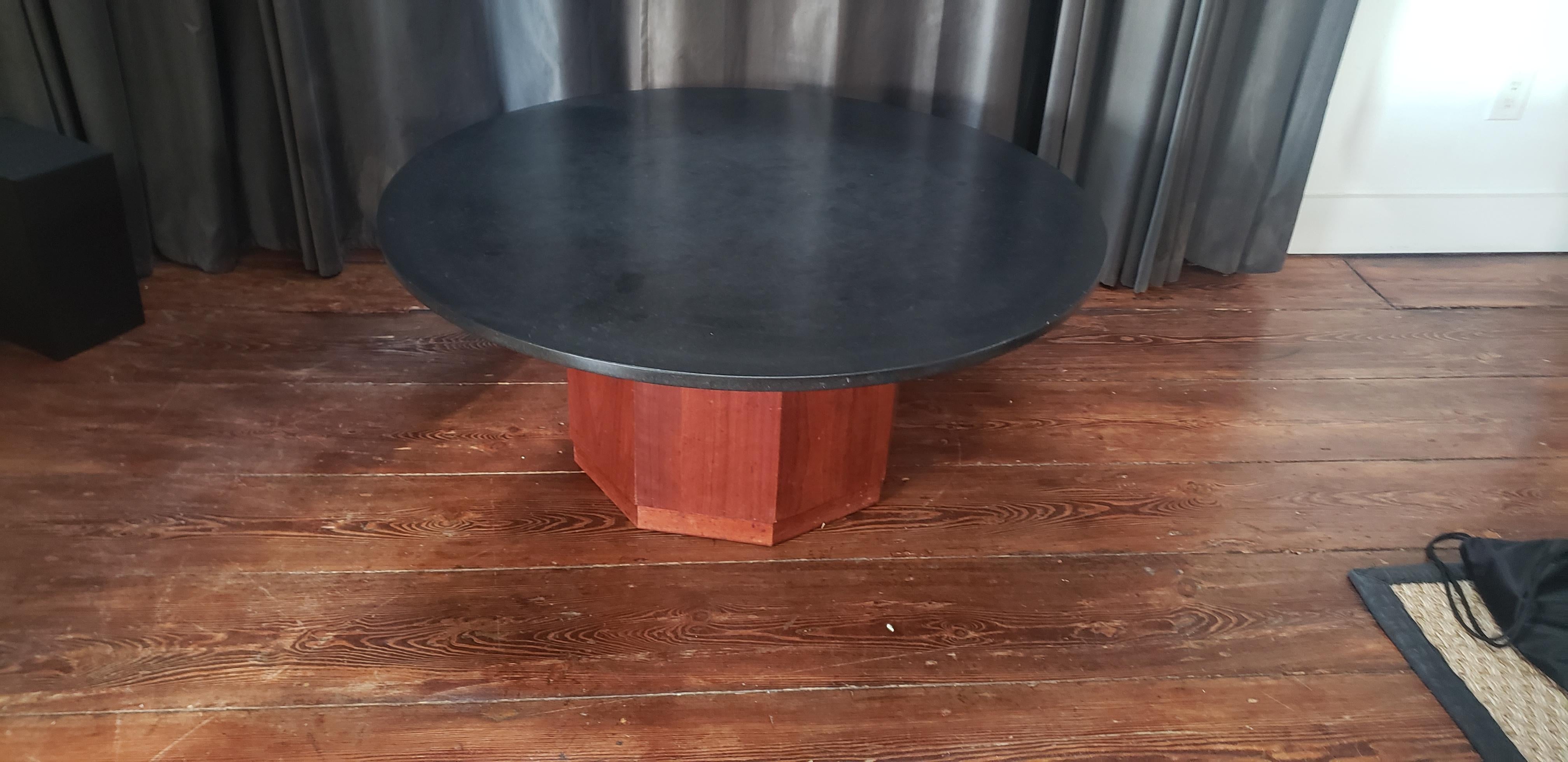 Coffee - Cocktail Table by Fred Kemp In Soapstone and Walnut For Sale 1