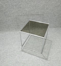Coffee Cocktail Table Chromed Metal Smoked Glass Mid-Century Modern Italy 1970s