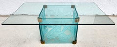 Dennis Abbe Coffee Cocktail Table Etched Glass Coastal Palm Beach