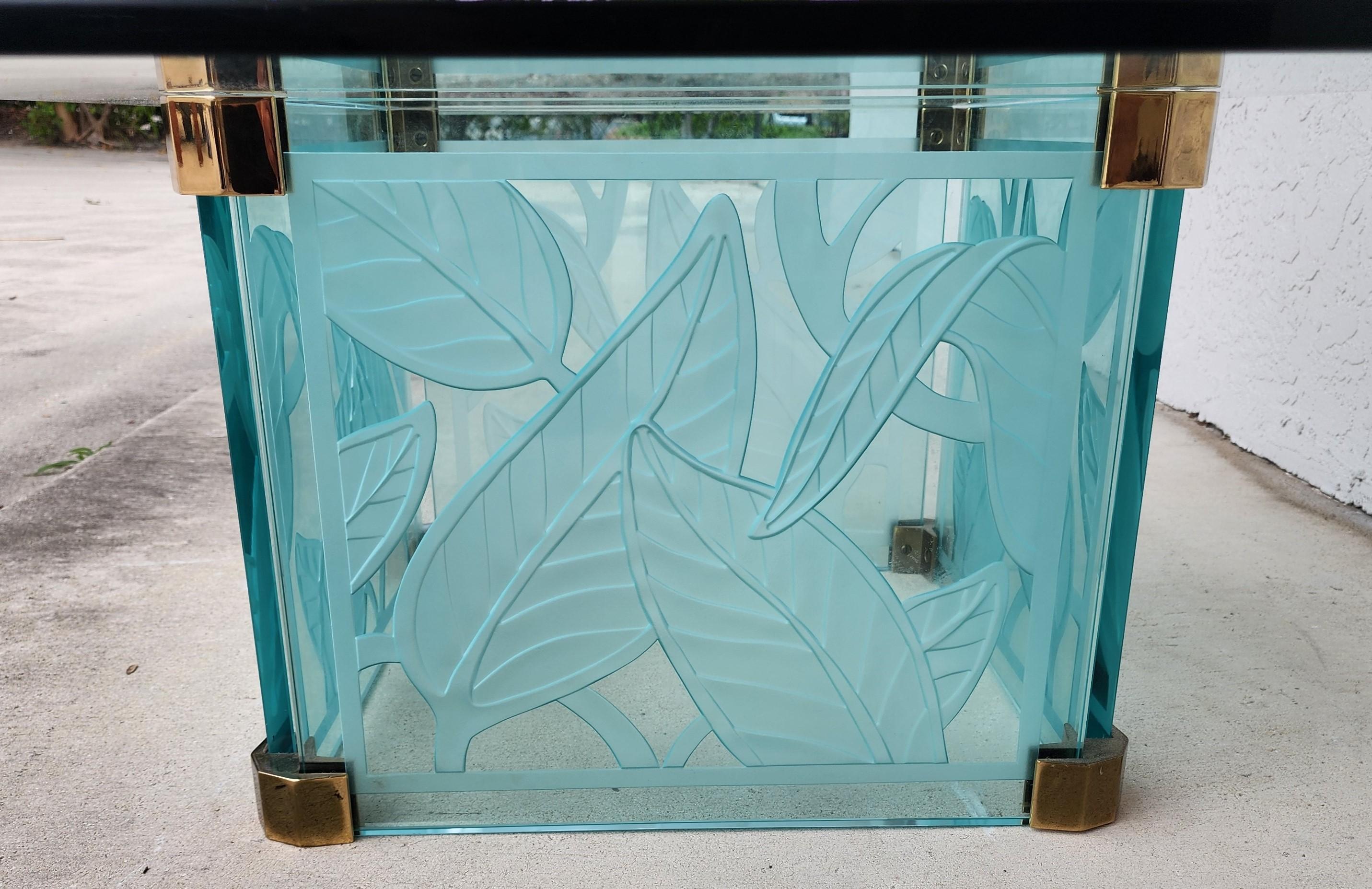 Coffee Cocktail Table Etched Glass Dennis Abbe Coastal Palm Beach For Sale 4