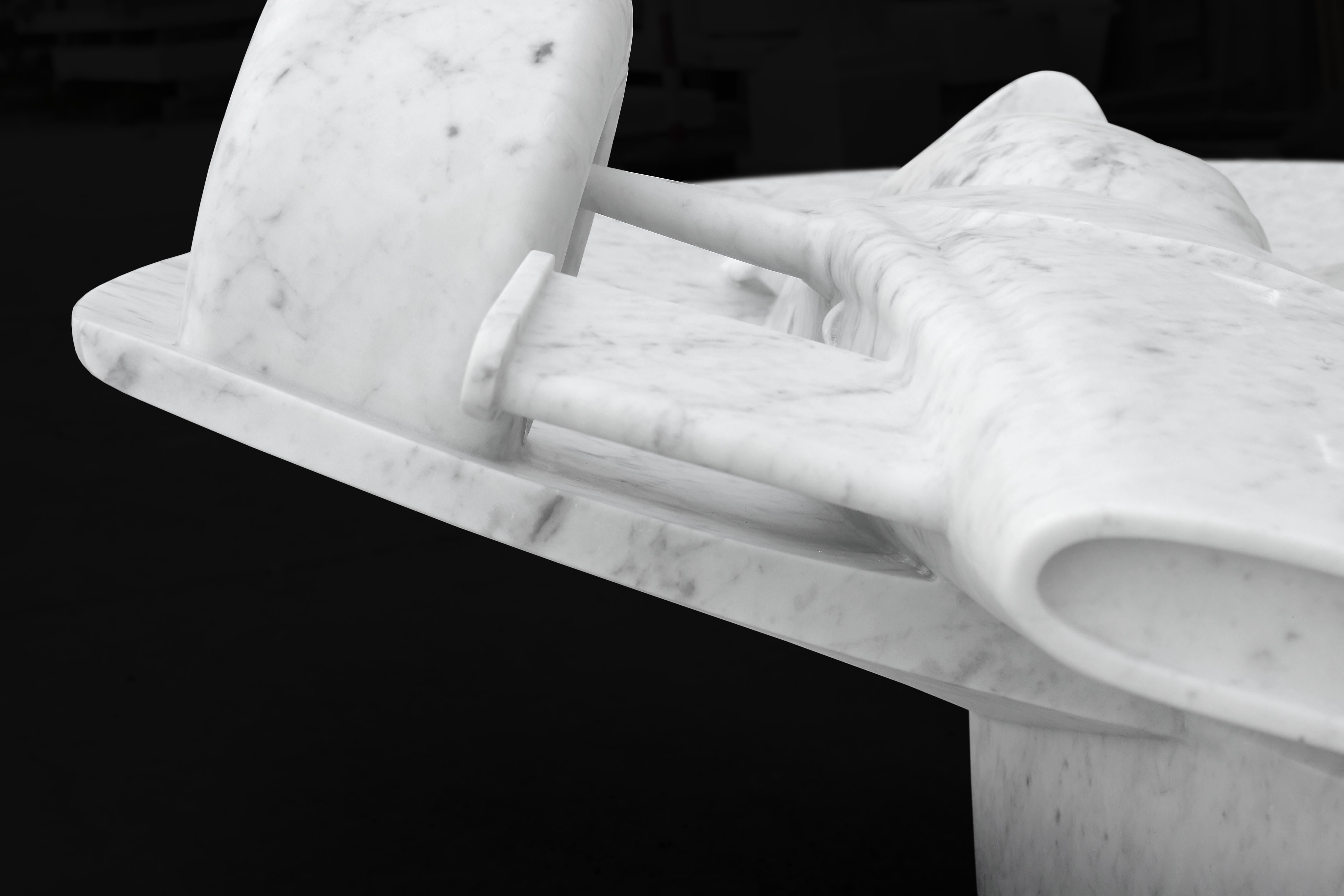 Couchtisch Ferrari Carrara-Marmor drehbare Skulptur Design Italien im Angebot 9