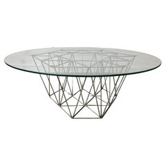 Coffee / Cocktail Table, Geometric Welded Steel & Glass Sculpture by Tresfort