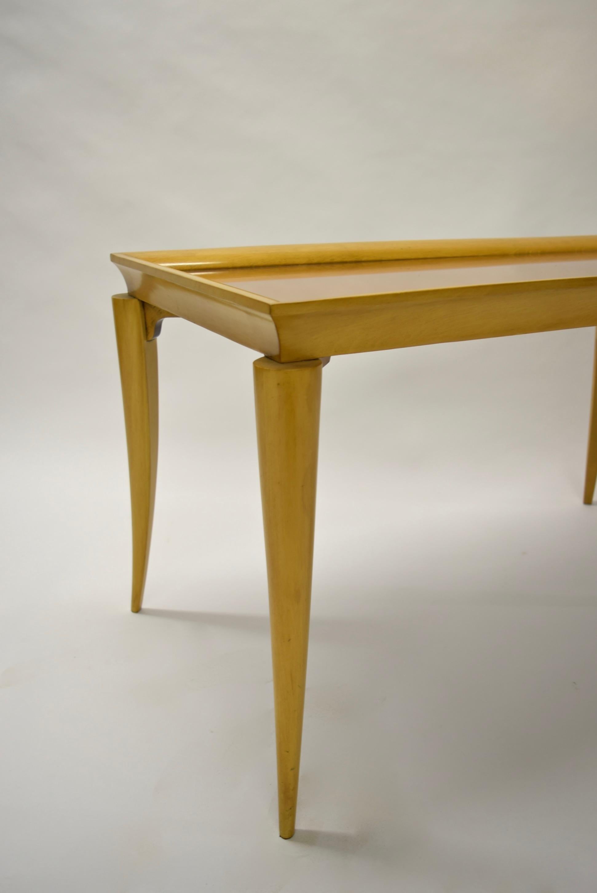 Mid-20th Century Coffee or Cocktail Table with Peach Colored Mirrored Glass, France Circa 1935 For Sale