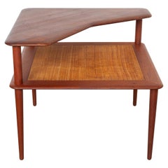 Coffee Corner Table in Teak and Cane by Peter Hvidt, Denmark, 1955