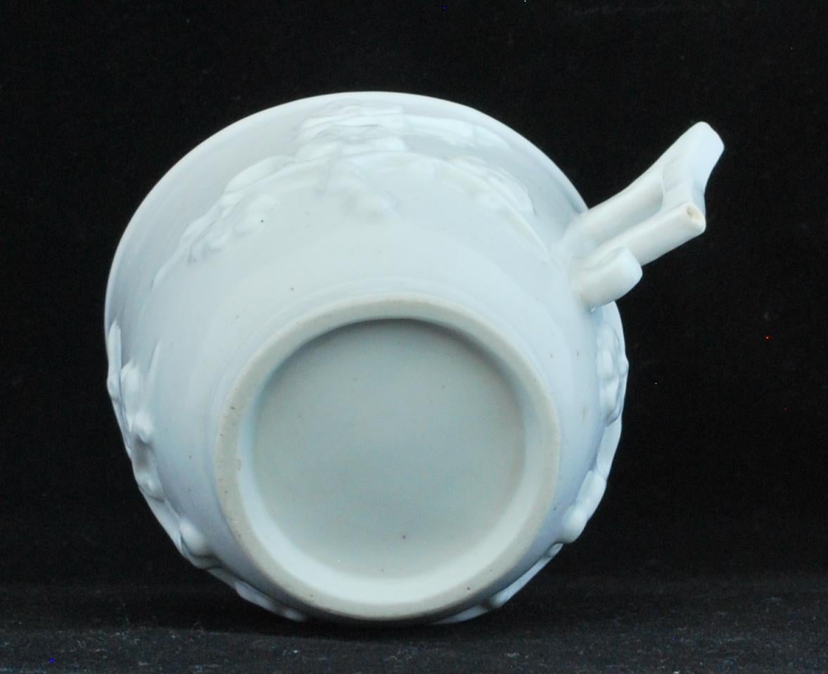 Porcelain Coffee Cup and Saucer in the White, Chelsea, circa 1750 For Sale