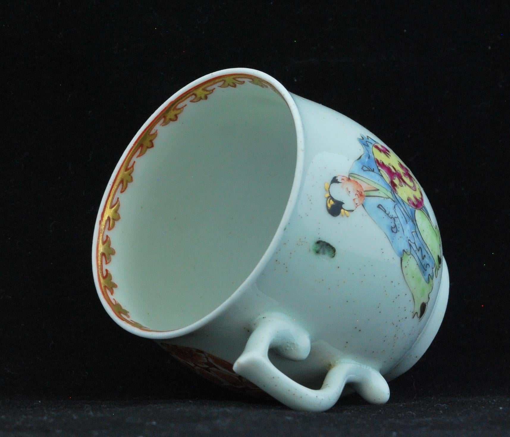 Coffee Cup and Saucer Laughing Buddha, or Pu Tai. Worcester, circa 1762 For Sale 2