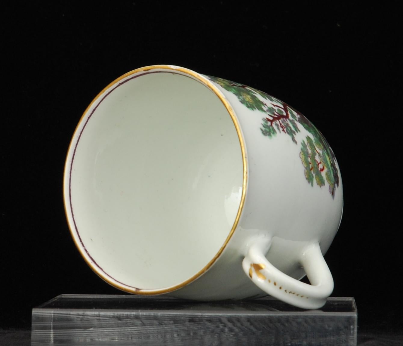 18th Century Coffee Cup, Classical Ruins, Coloured: Worcester, Giles, circa 1770 For Sale