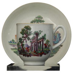 Coffee Cup, Classical Ruins, Coloured: Worcester, Giles, circa 1770