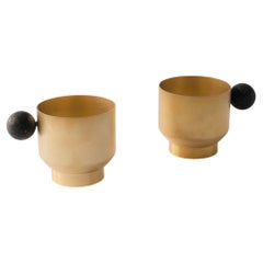 Contemporary Gold Plated Lava Stone Cup Handcrafted Italy by Natalia Criado