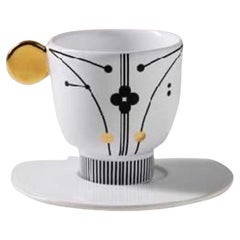 Coffee Cup Glossy White with Black Gold Graphics by Bosa