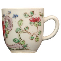 Antique Coffee Cup with Famille Rose decoration, Bow Porcelain, circa 1750