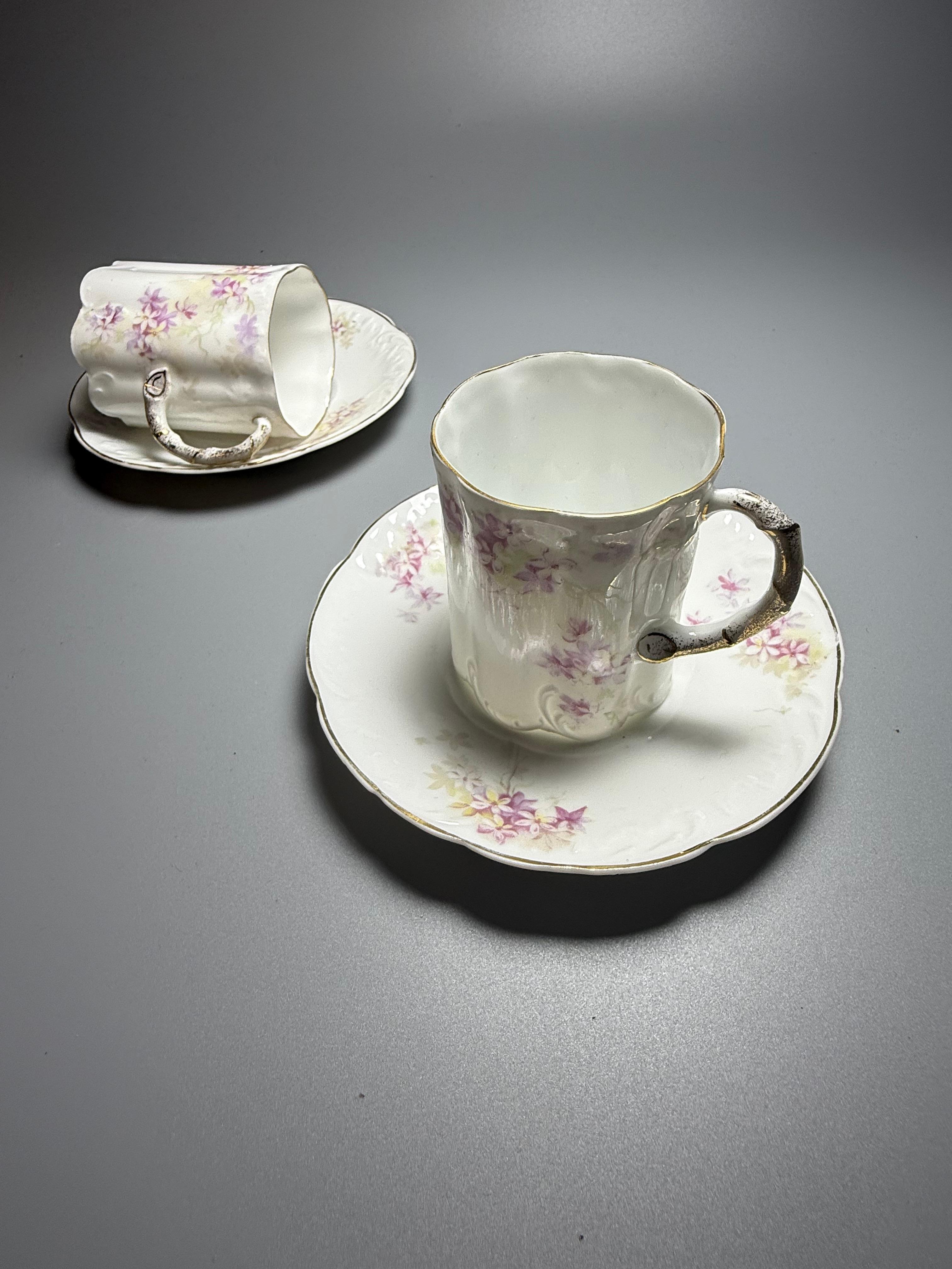 Fin du XIXe siècle Tasses à demitasse et soucoupes à café Rosenthal Monbijou en vente