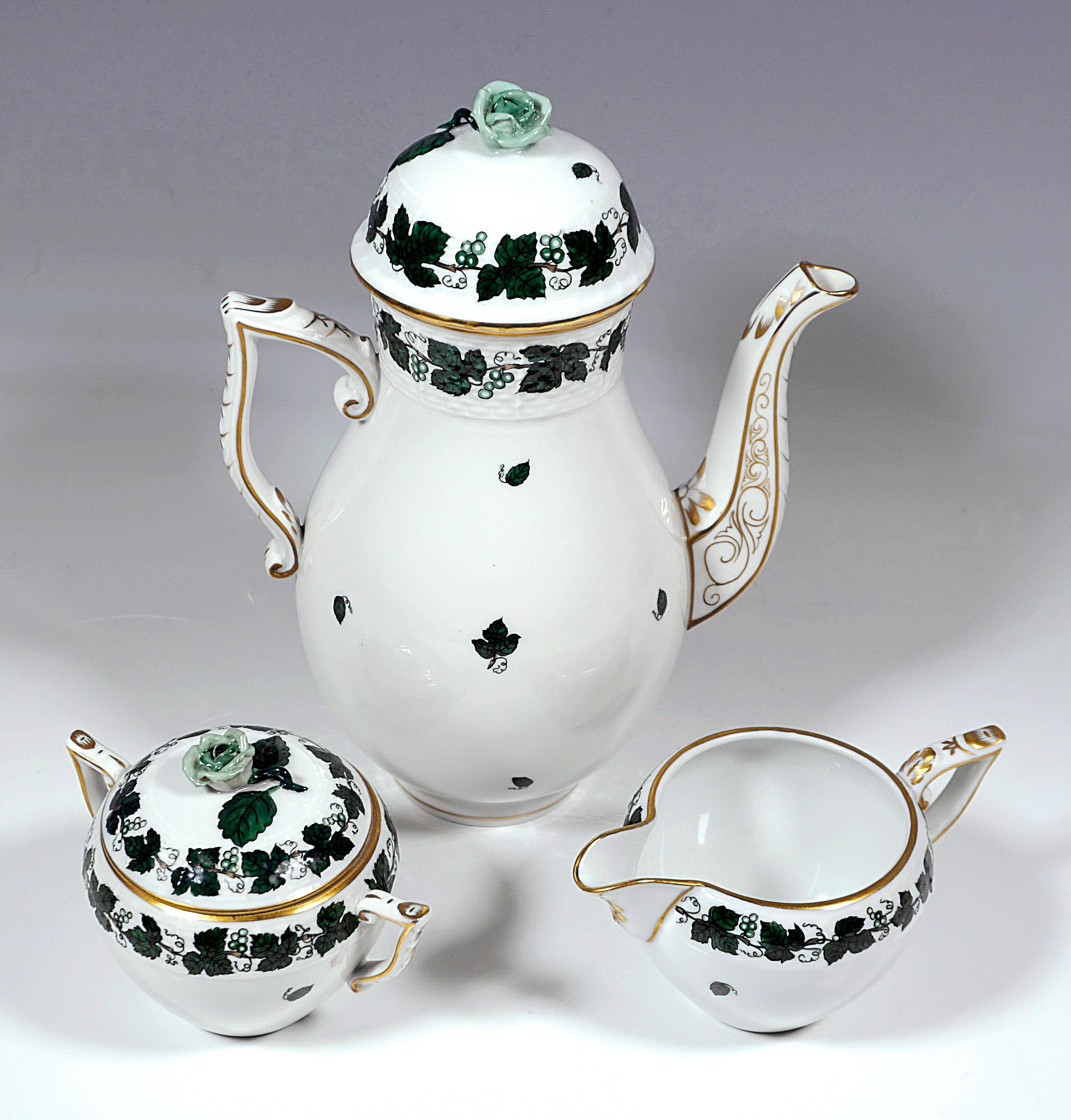 Other Coffee & Dessert Set for 12 Persons, 'Wineleaves', Herend Hungary, circa 1935