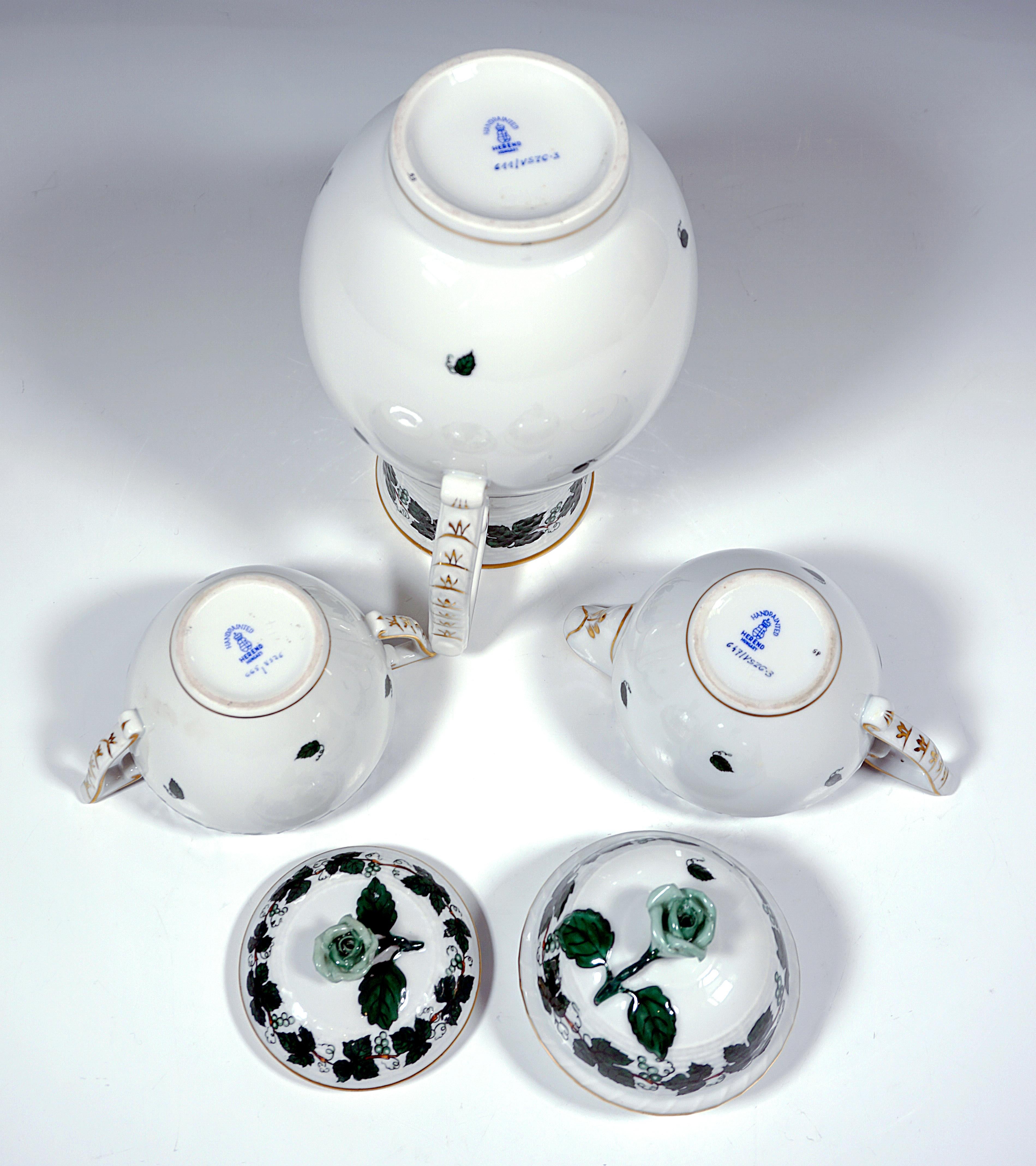 Hungarian Coffee & Dessert Set for 12 Persons, 'Wineleaves', Herend Hungary, circa 1935