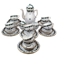 Coffee & Dessert Set for 12 Persons, 'Wineleaves', Herend Hungary, circa 1935