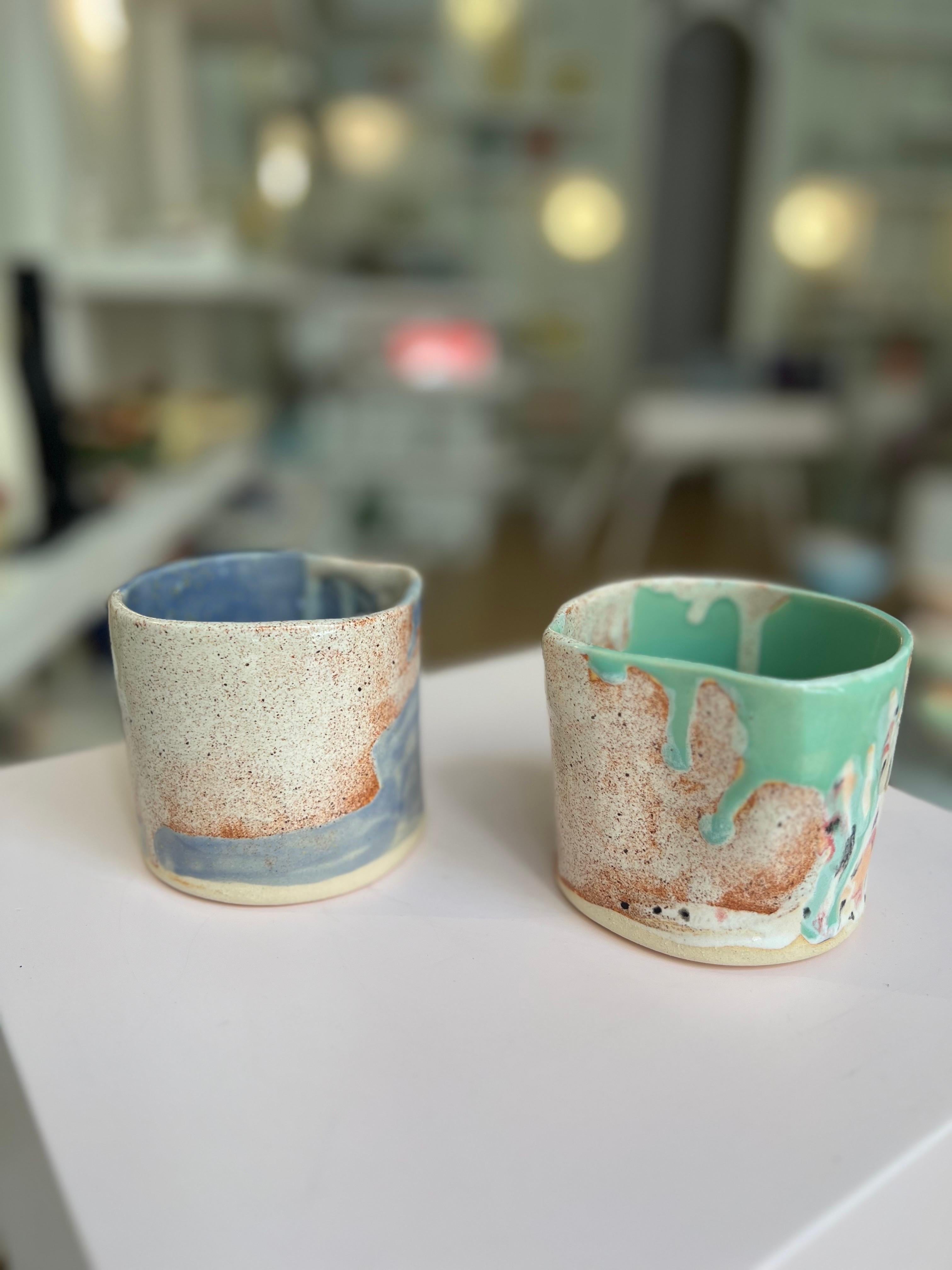Spanish Coffee Mugs Japanese Inspired by artist- designer Hania Jneid For Sale