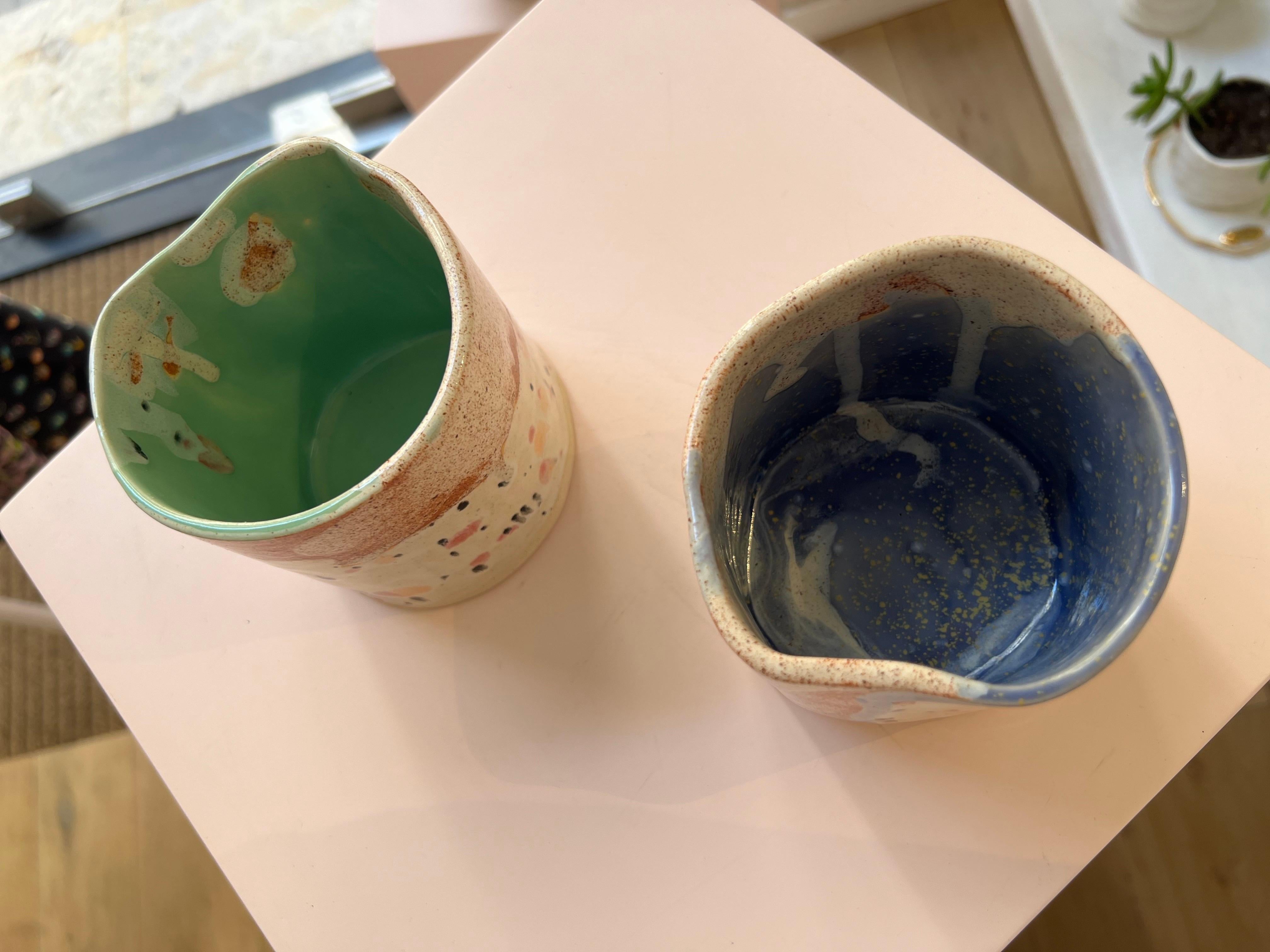 Hand-Carved Coffee Mugs Japanese Inspired by artist- designer Hania Jneid For Sale