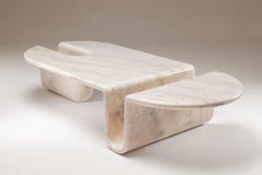 DOOQ Center Table Carved from Solid White Marble Bonnie and Clyde