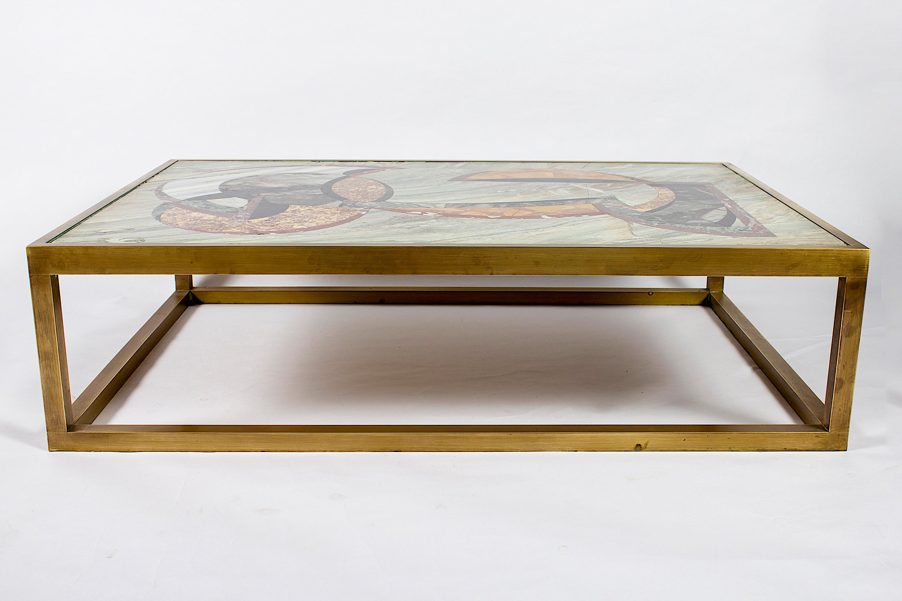 Coffee or Cocktail Table with a Precious Marble Top Signed  by P. Marazzi For Sale 3