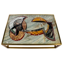 Coffee or Cocktail Table with a Precious Marble Top Signed  by P. Marazzi