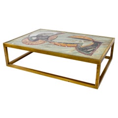 Coffee or Cocktail Table with a Precious Marble Top Signed  by P. Marazzi