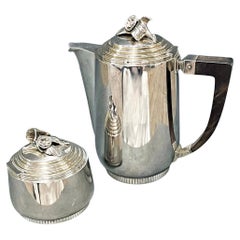 "Coffee Pot and Sugar Bowl, " Art Deco Pieces by Atelier Borgila, Sterling Silver