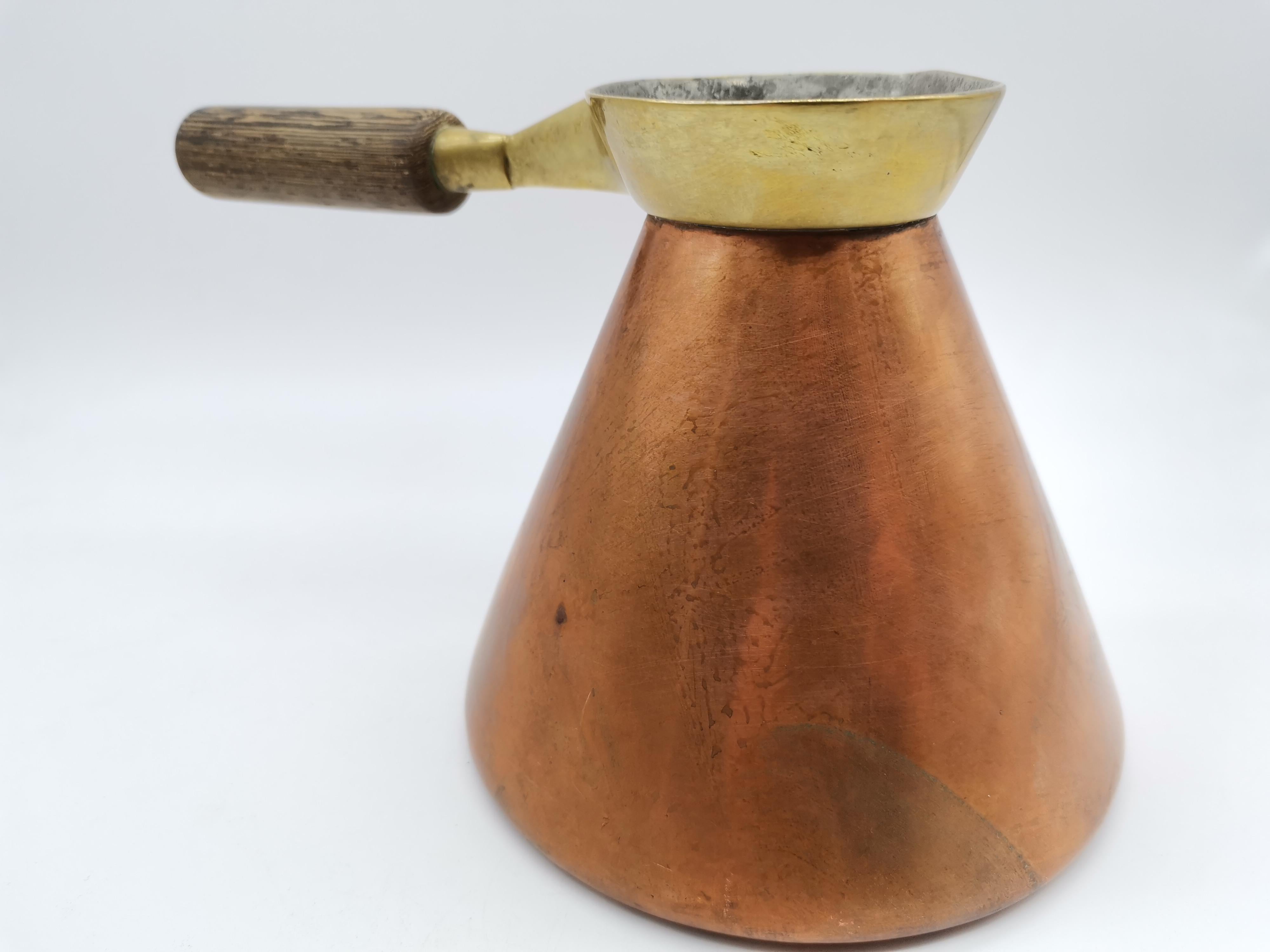Metalwork Coffee Pot, Copper and Brass, Carl Auböck Vienna, Austria For Sale