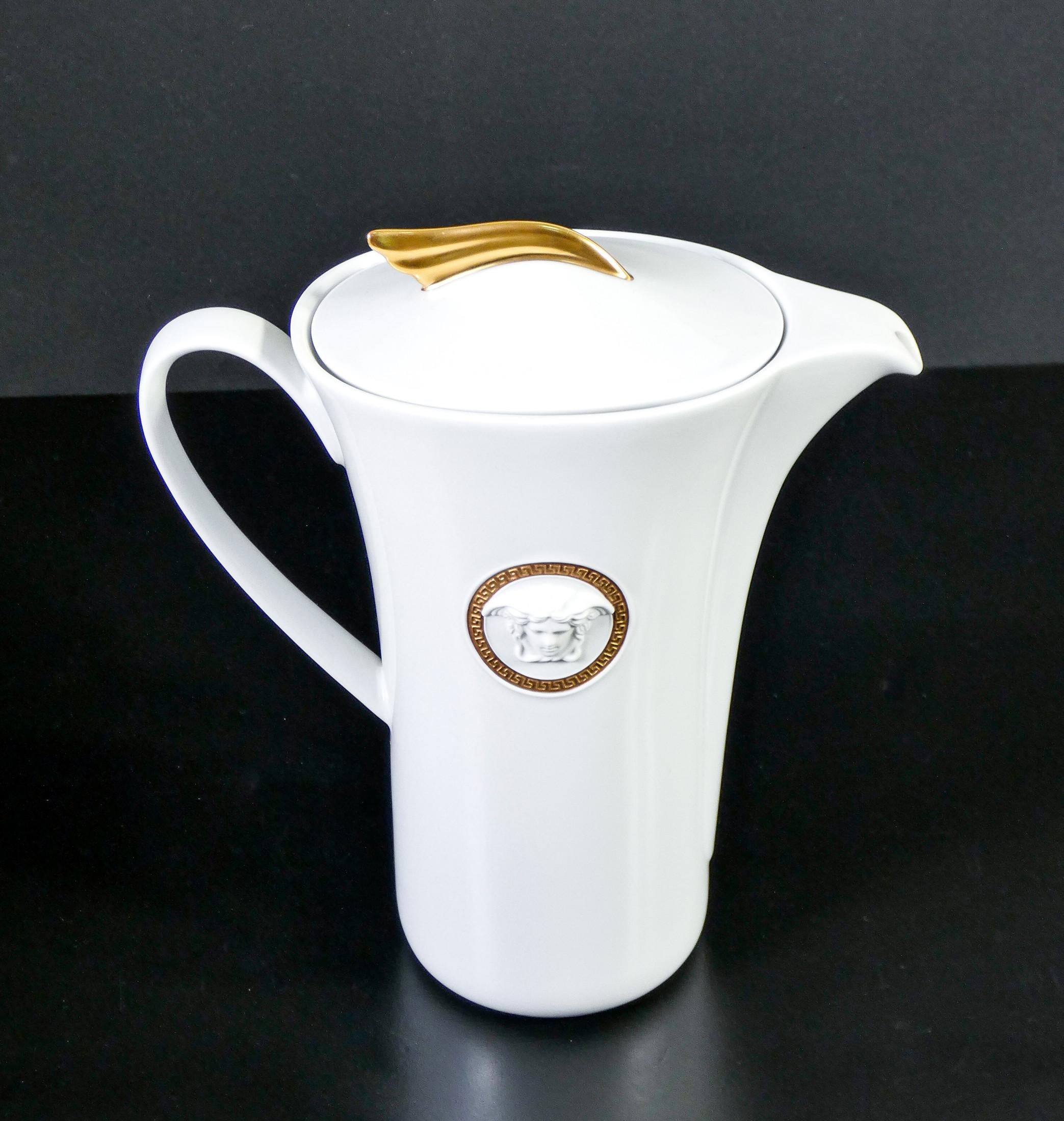 German Coffee Pot Versace Medaillon Meandre D'or, Ikarus by Paul Wunderlich. Rosenthal 