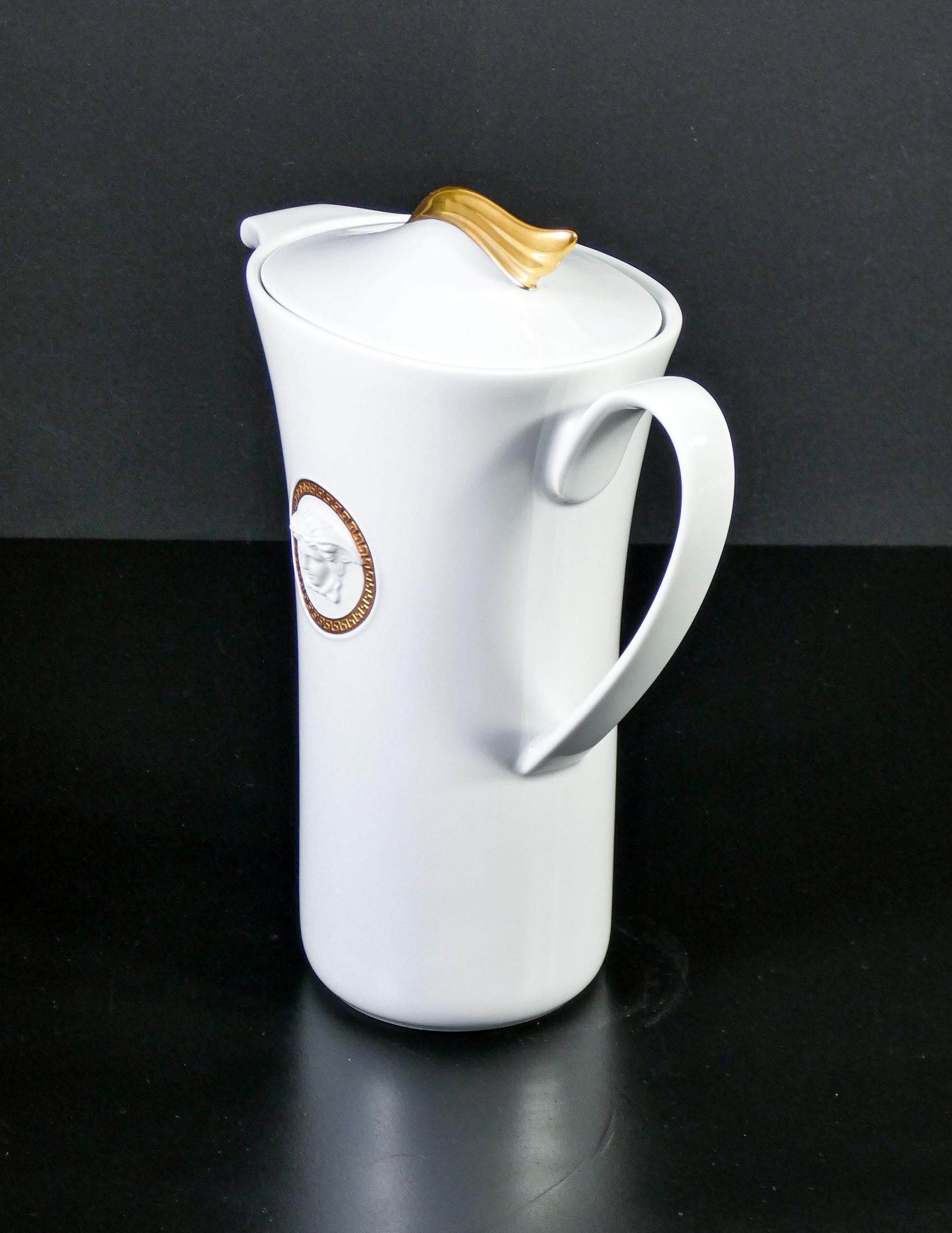 Ceramic Coffee Pot Versace Medaillon Meandre D'or, Ikarus by Paul Wunderlich. Rosenthal 