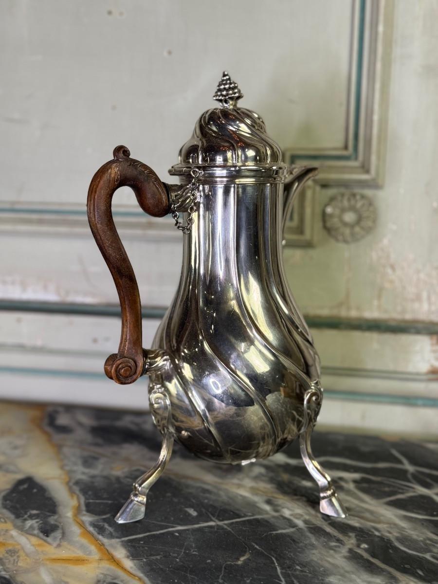 Cafetera con costillas retorcidas, matasellada en Namur, 1751, platero Jean-Baptis Silver en venta