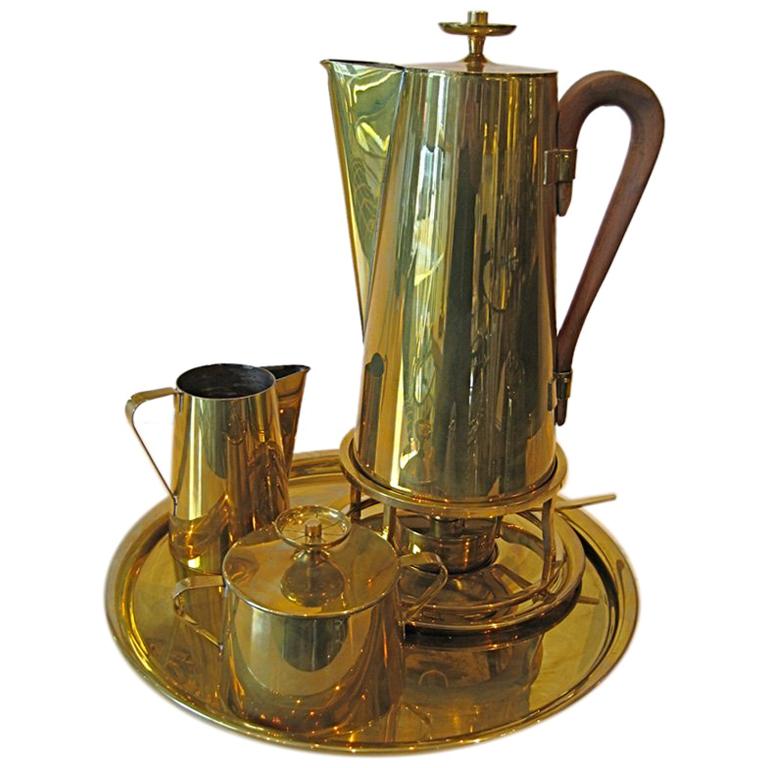 Coffee Service by Tommi Parzinger for Dorlyn Brass For Sale