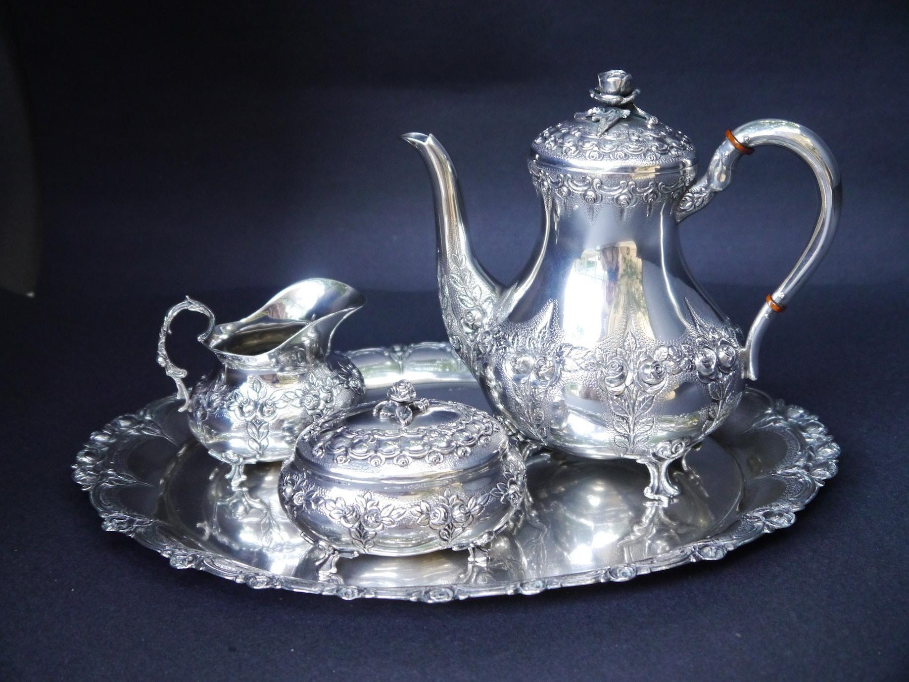 *H Coffee Service, Dutch, Late 19th Century, Silver 835 For Sale 7