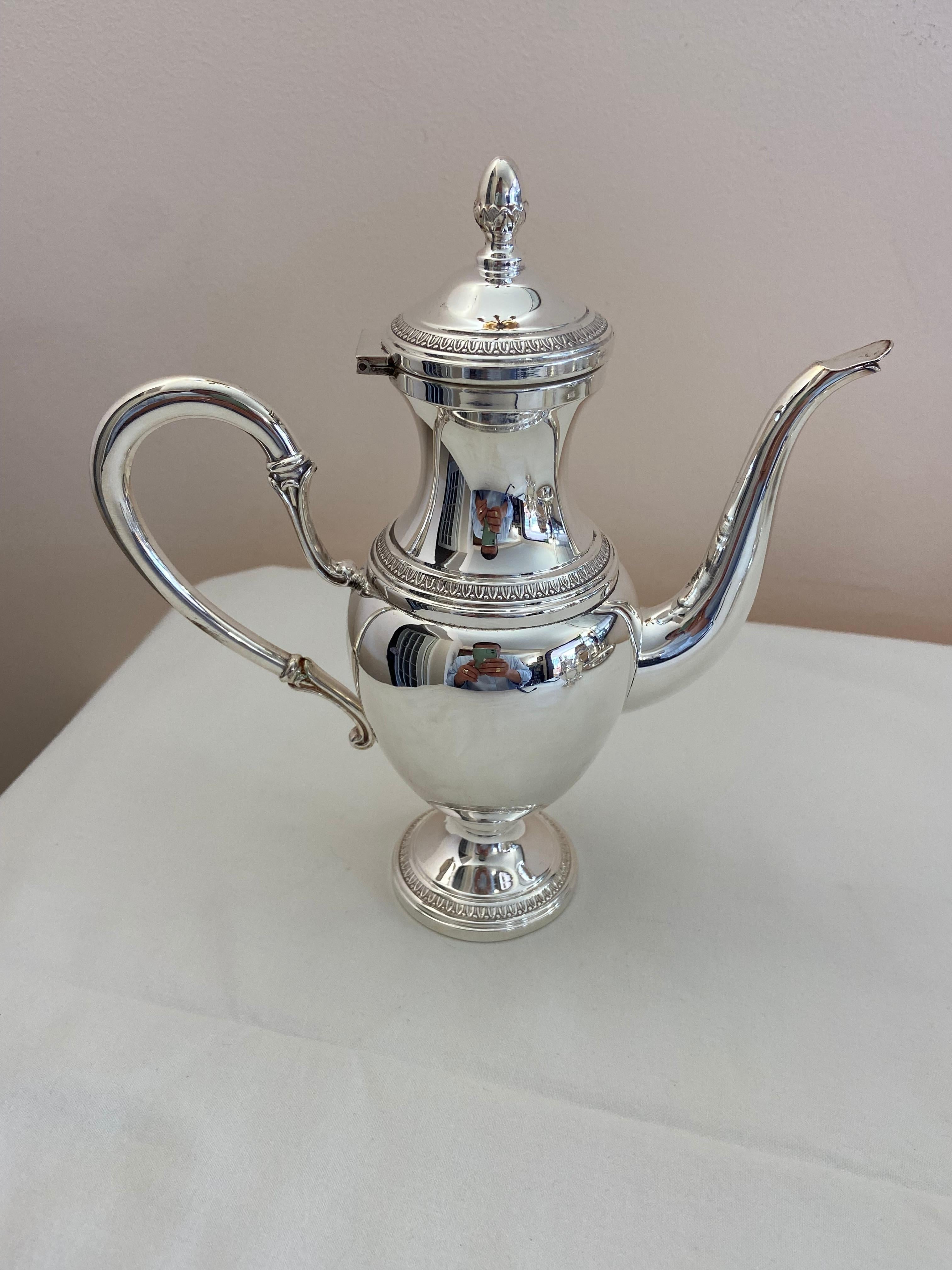 Coffee Set 3 Pcs Plus Tray, All in 800 Silver In Good Condition For Sale In Palermo, IT