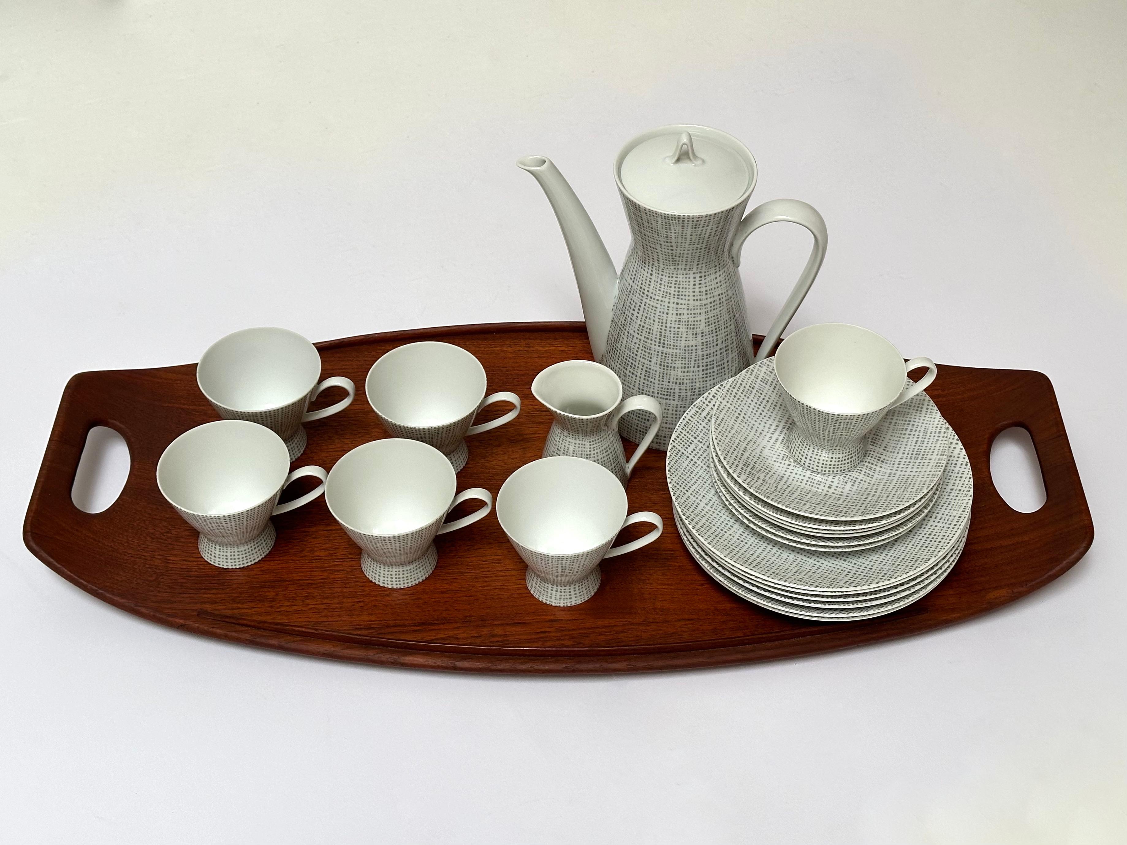 Mid-Century Modern Coffee Set For 6 Guests, Raymond Loewy & Richard Latham, Rosenthal For Sale