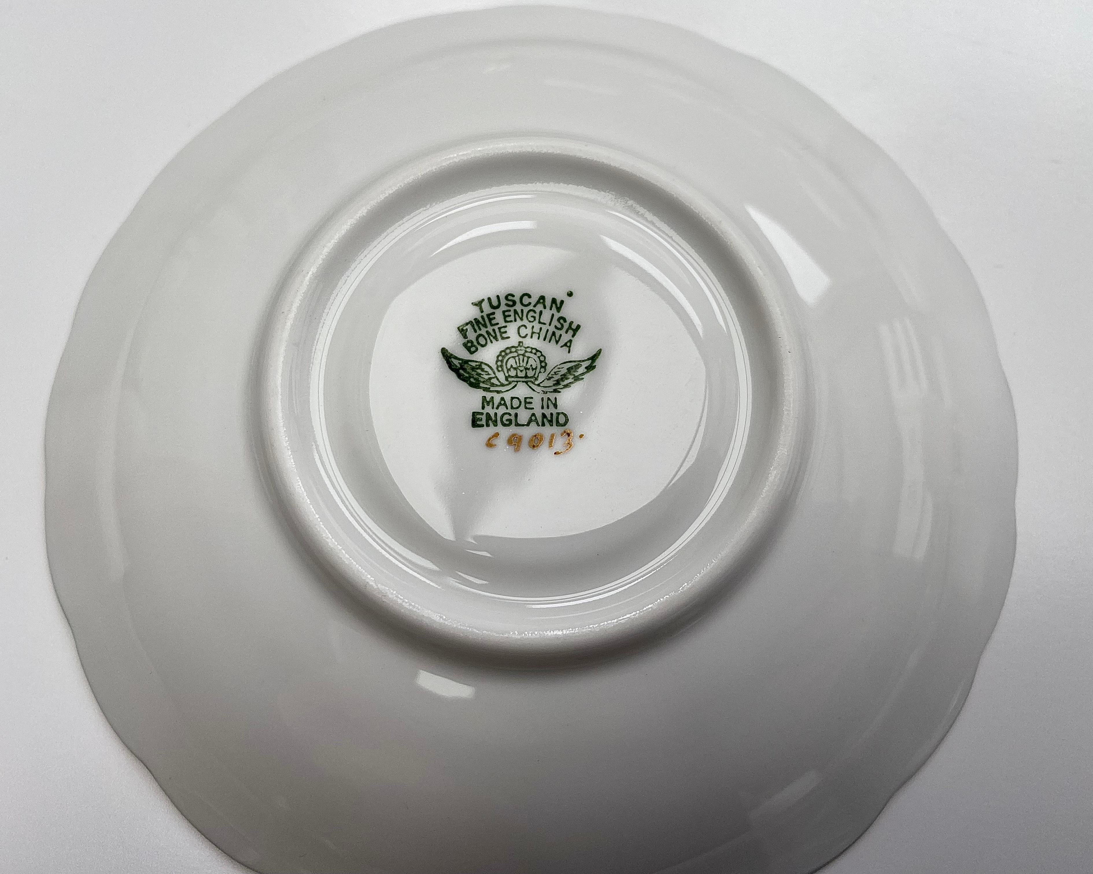 Service à café toscan Angleterre Bone China vintage plaqué or émail rose pâle, années 1960 en vente 2