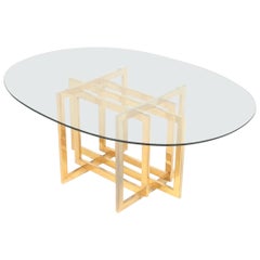 Coffee / Side Table by Pierre Cardin, Brass base/glass top, France 1970-ies