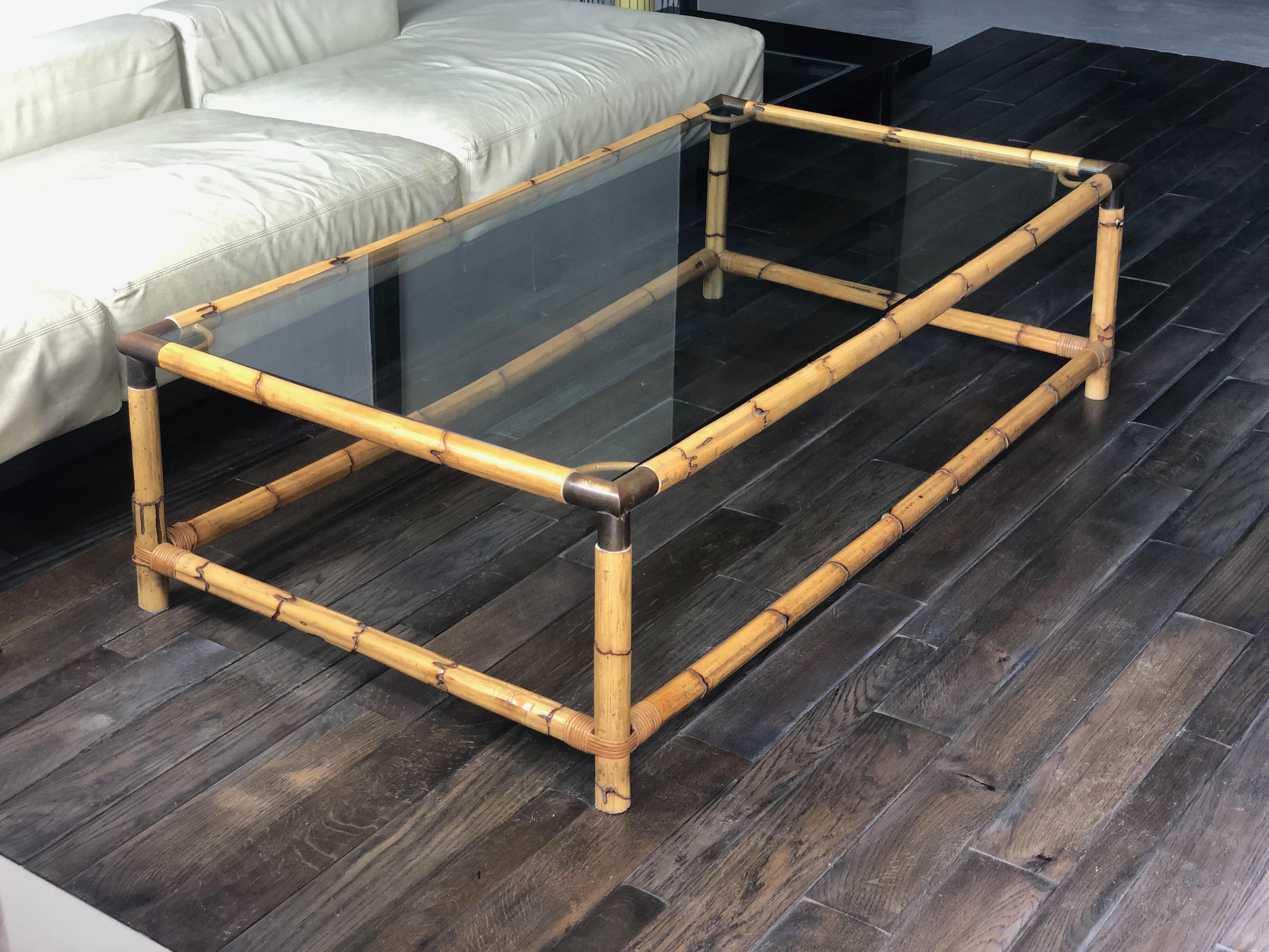 glass bamboo coffee table