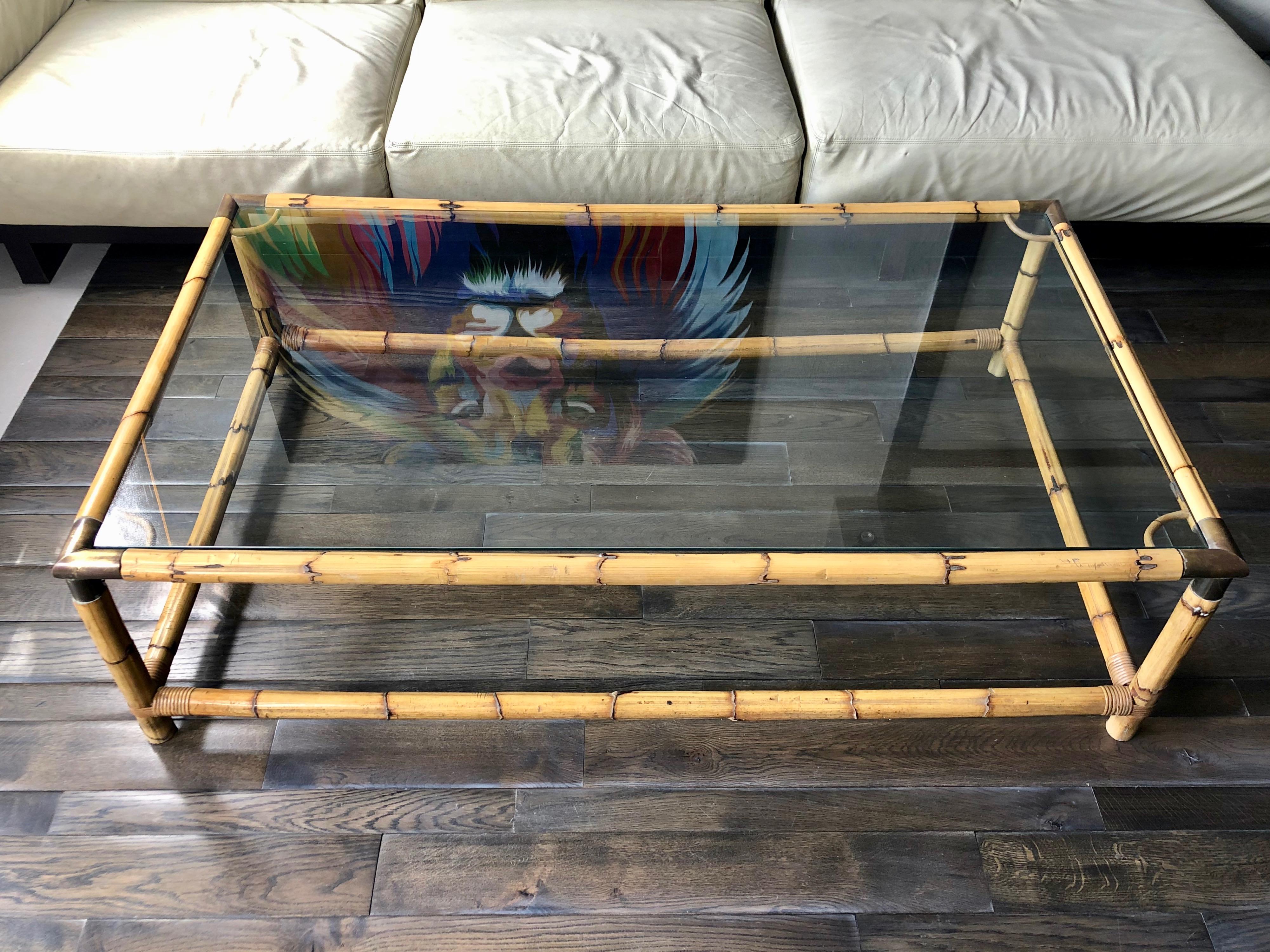 bamboo glass side table