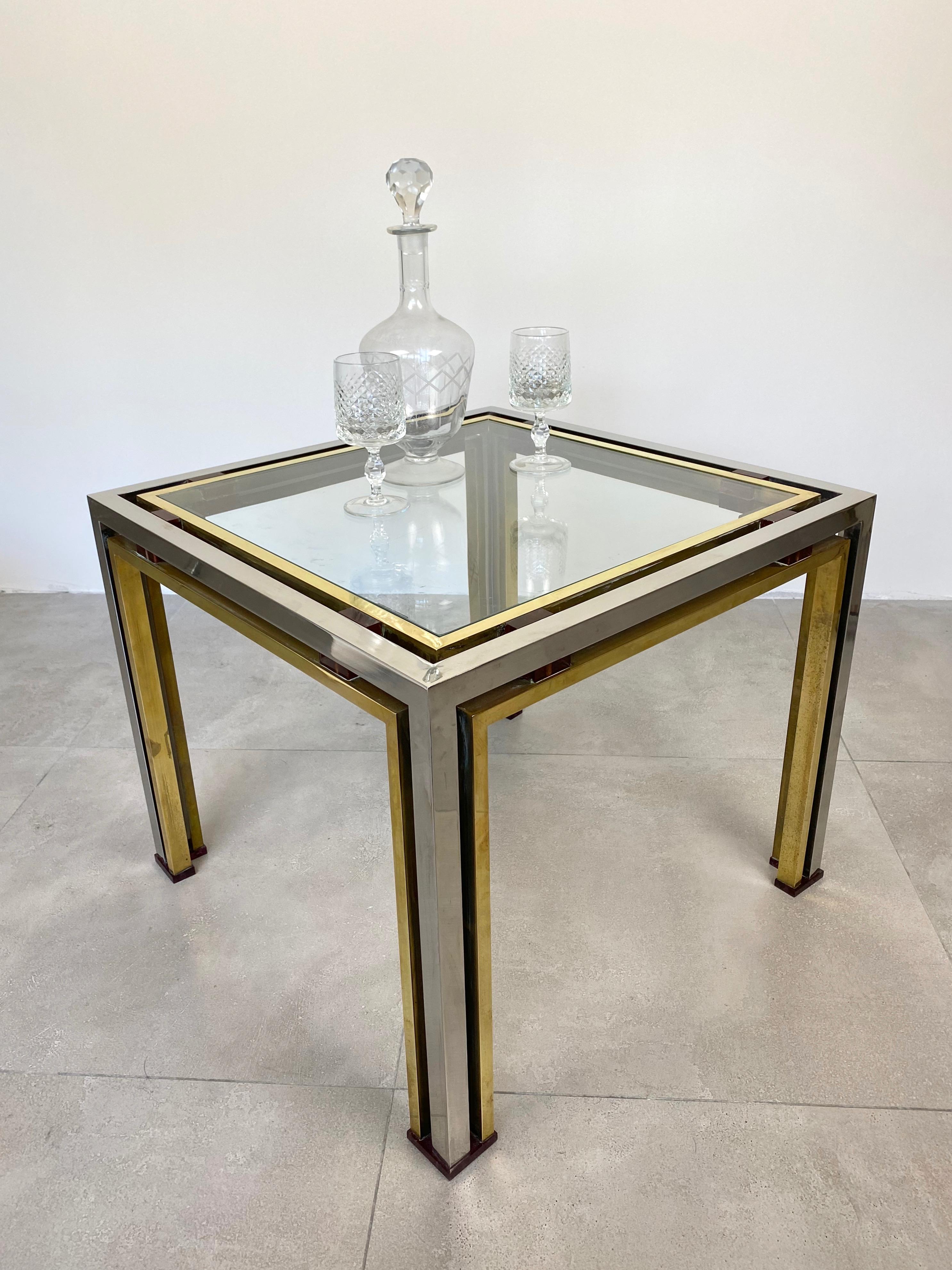 Late 20th Century Coffee Side Table Romeo Rega in Chrome, Glass, Lucite and Brass, Italy, 1970s