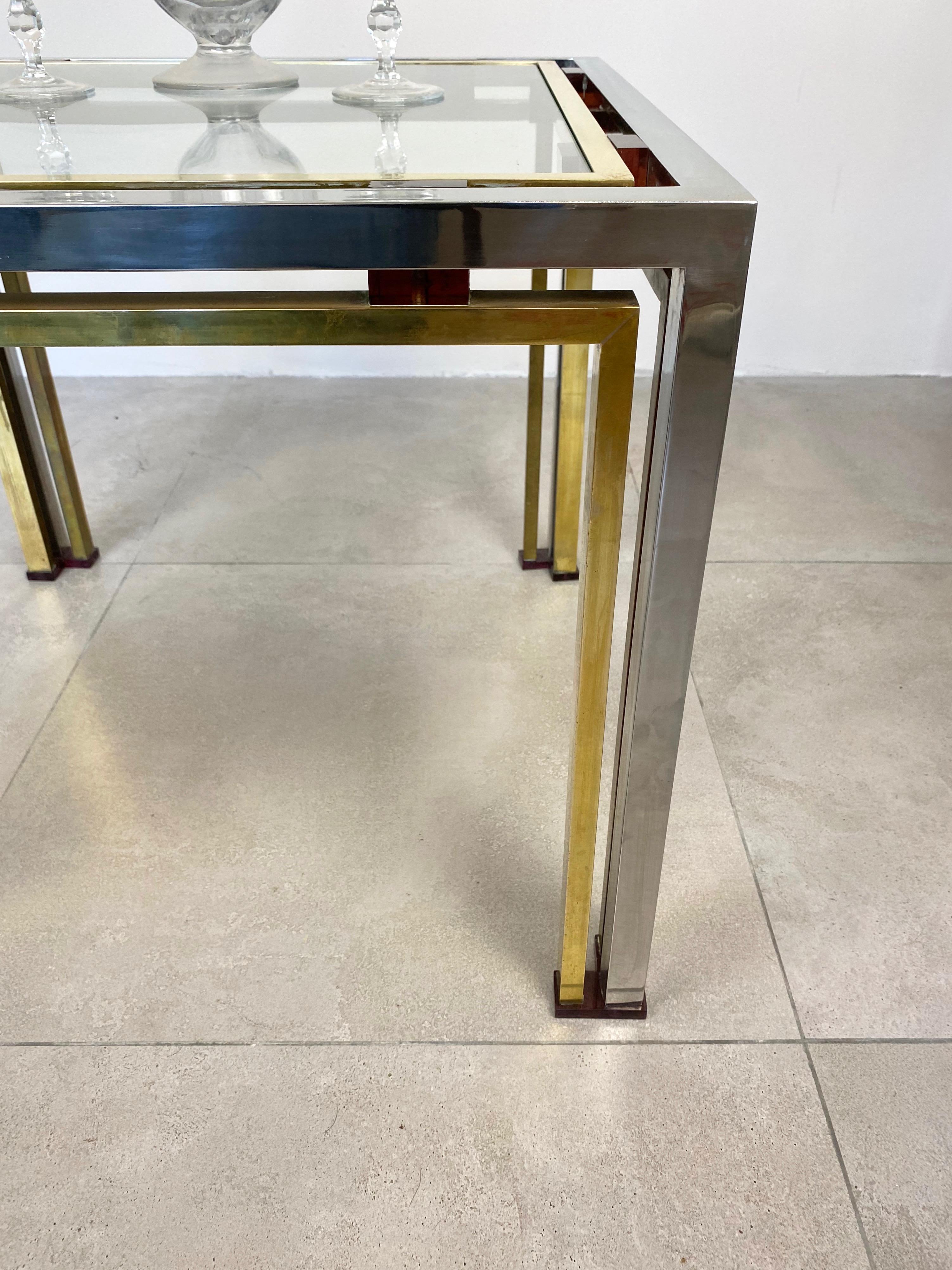 Coffee Side Table Romeo Rega in Chrome, Glass, Lucite and Brass, Italy, 1970s 1