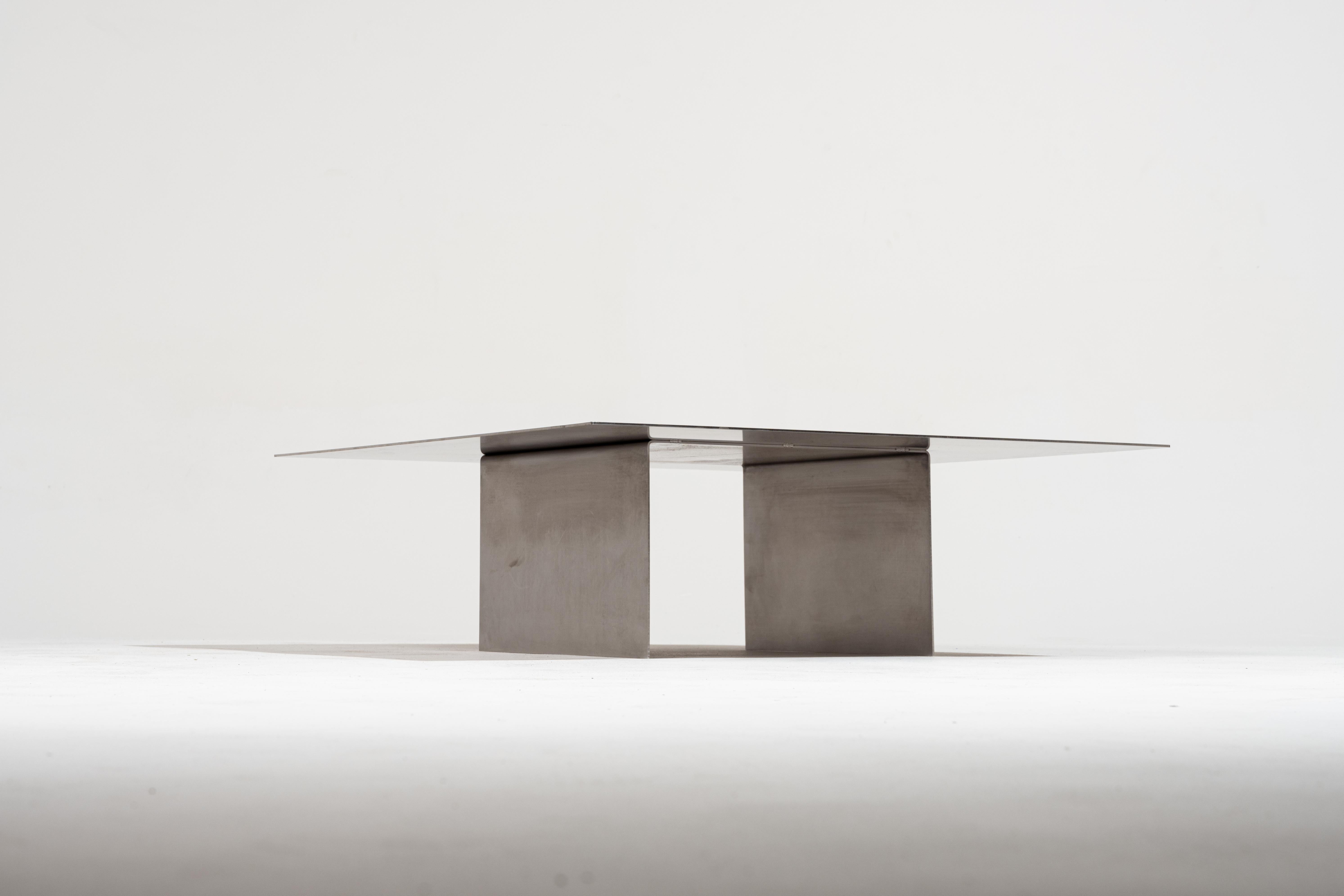 Couchtisch 06 aus gebürstetem Metall im Angebot 5