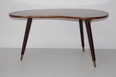 Tavolino da caffè in ottone e noce d'epoca del Mid Century Modern 1950 Vienna