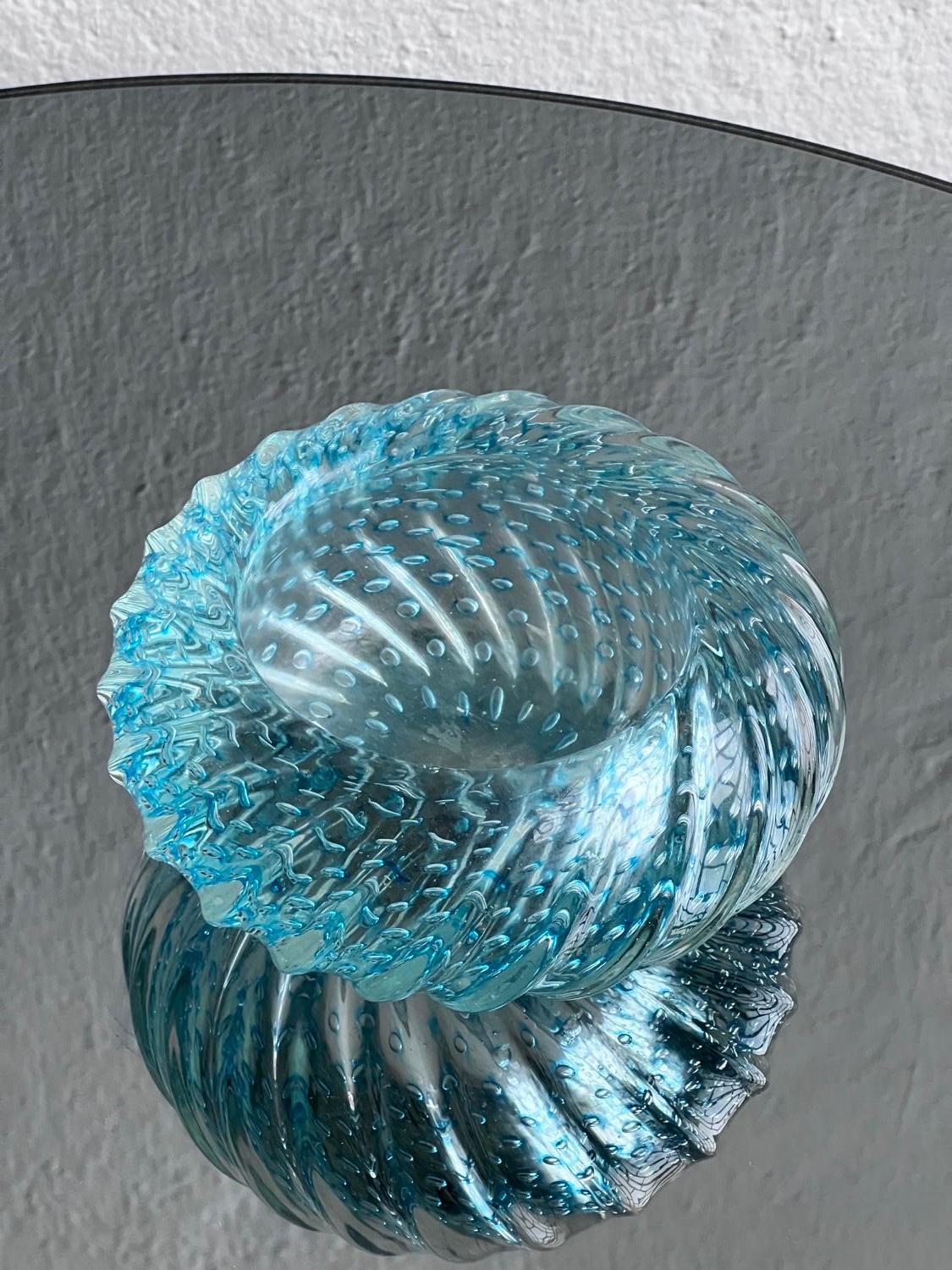 Coffee Table Accent, Murano Glass Bowl by Barovier, Blue In Good Condition For Sale In Milano, IT