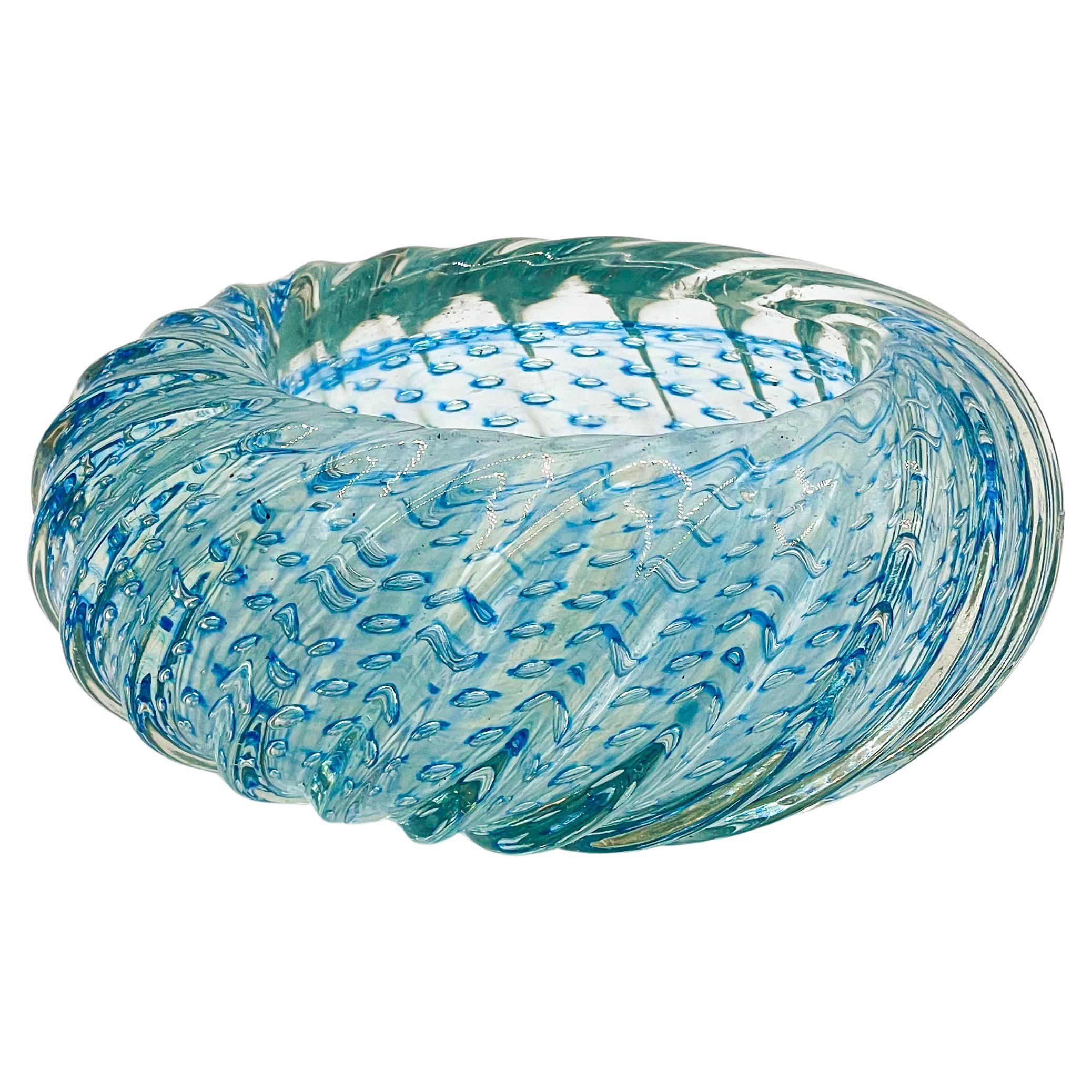 Coffee Table Accent, Murano Glass Bowl by Barovier, Blue For Sale