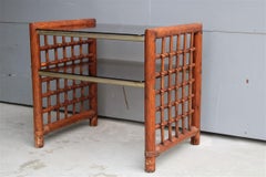 Table basse Afra E Tobia Scarpa Italie années 1960, étagères en bambou, table de nuit