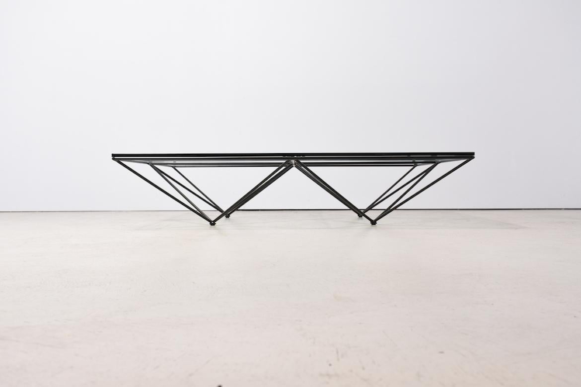 Post-Modern Coffee Table `Alanda` by Paolo Piva for B&B Italia, 1980s, Glass and Black Metal