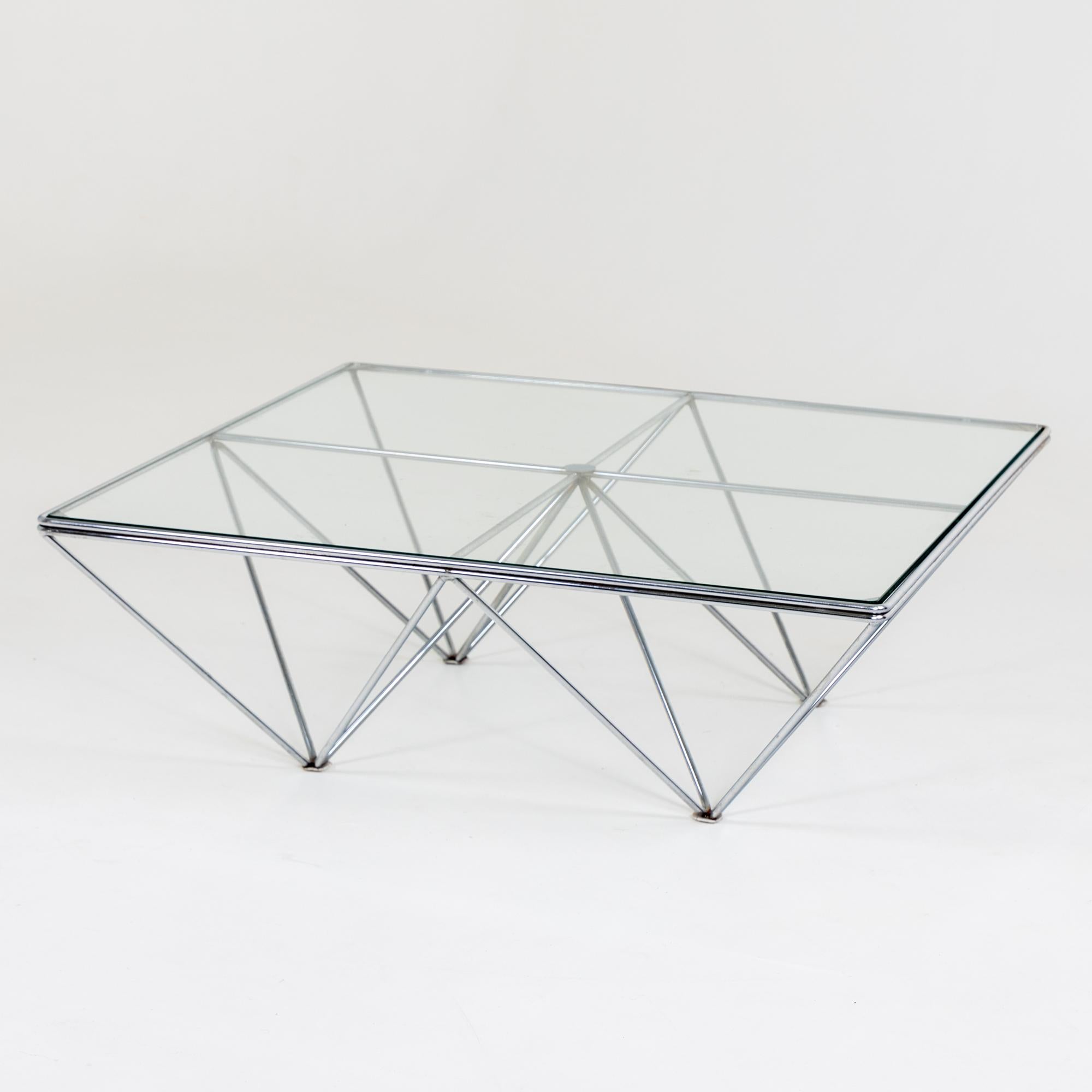 Coffee Table Alanda, Chromed Metal, attributed to Paolo Piva for B&B Italy 1980s In Good Condition For Sale In Greding, DE